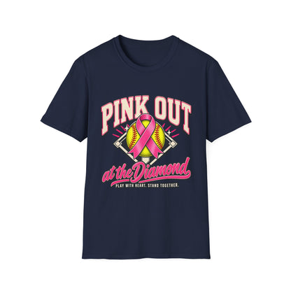 Pink Out Softball T-Shirt — "Pink Out at the Diamond" Breast Cancer Awareness