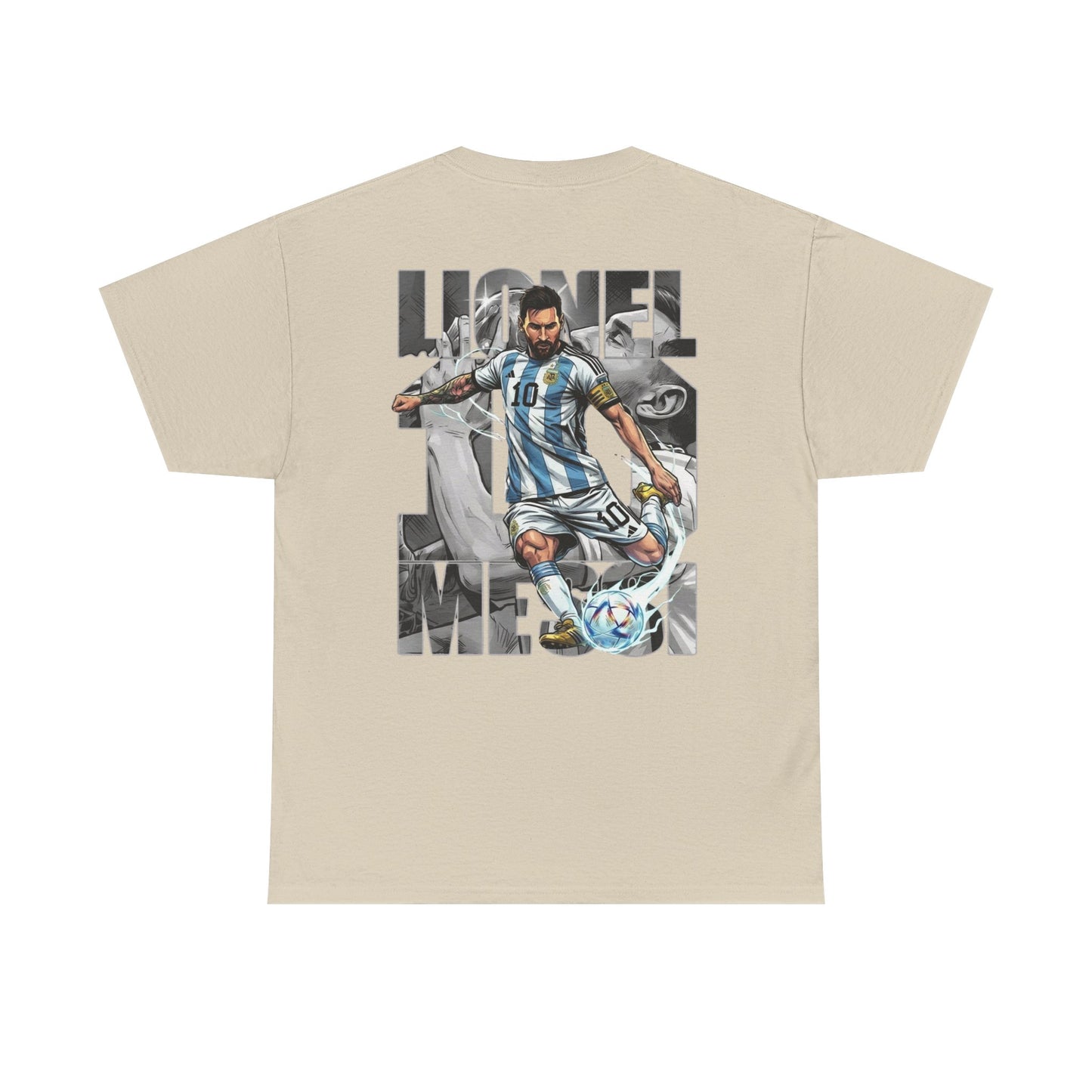 Soccer Star Graphic Tee Back — Argentina Striped Jersey Player Design