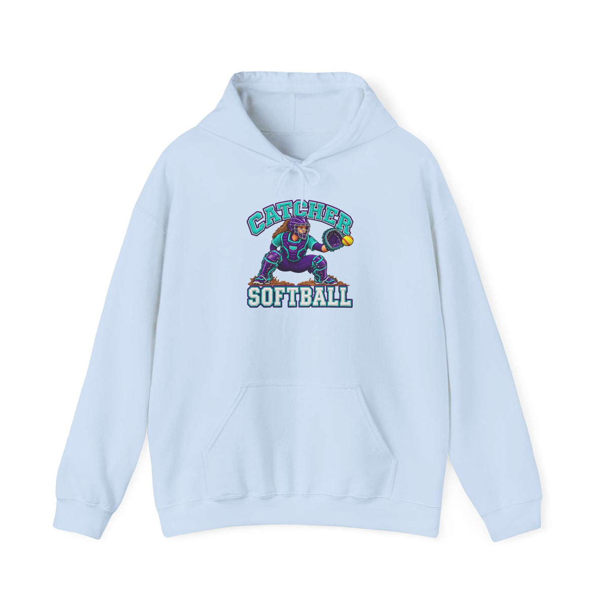 Catcher Softball Hoodie — Cute Retro Mascot Design