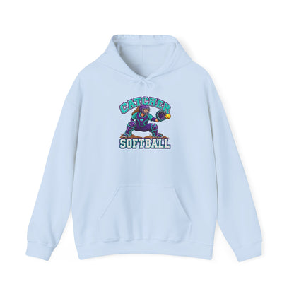 Catcher Softball Hoodie — Cute Retro Mascot Design