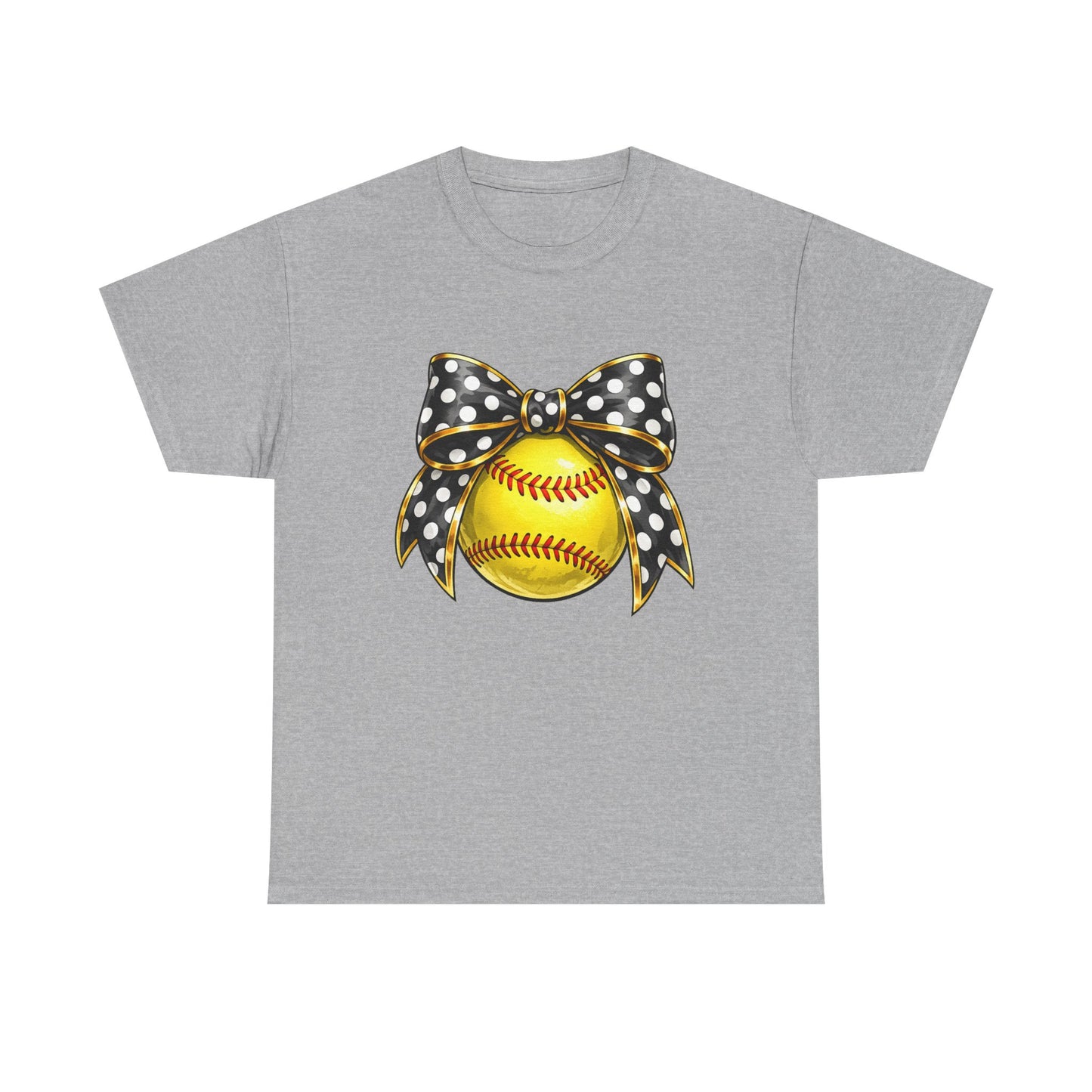 Softball Bow Tee — Polka Dot Ribbon Softball Graphic Shirt