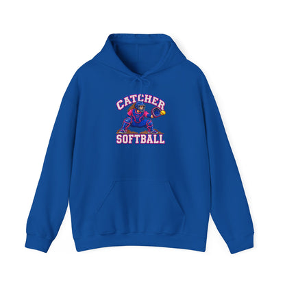 Catcher Softball Hoodie — Vintage Style Catcher Graphic Pullover