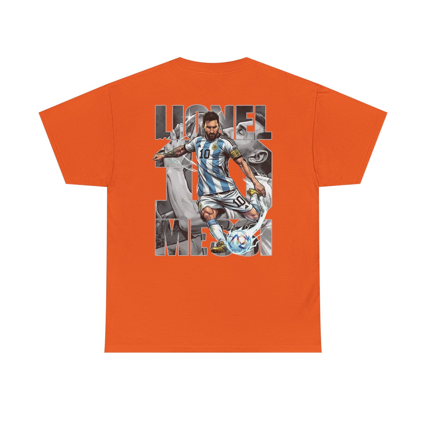 Soccer Star Graphic Tee Back — Argentina Striped Jersey Player Design