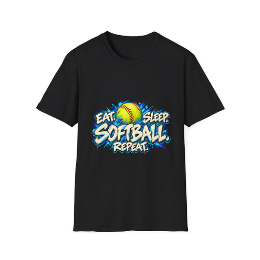 Softball 'Eat Sleep Softball Repeat' T-Shirt