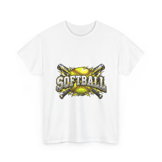 Softball Crossed Bats and Ball Graphic T-Shirt