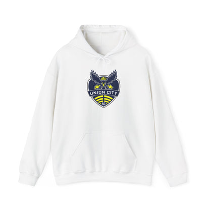 Union City Soccer Crest Hoodie — Vintage Eagle Shield Logo Pullover