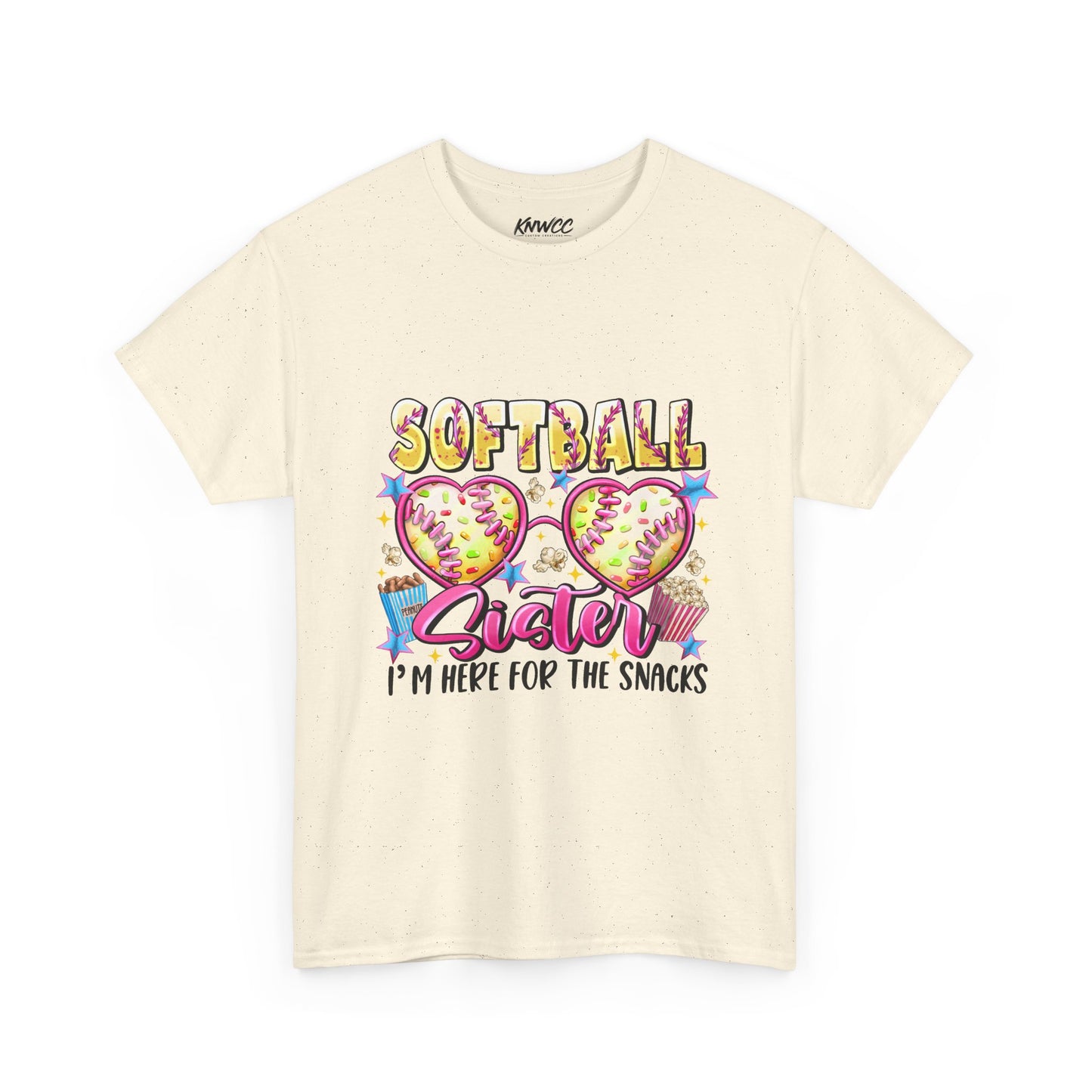 Softball Sister T-Shirt — “I’m Here for the Snacks” Youth/Adult Tee