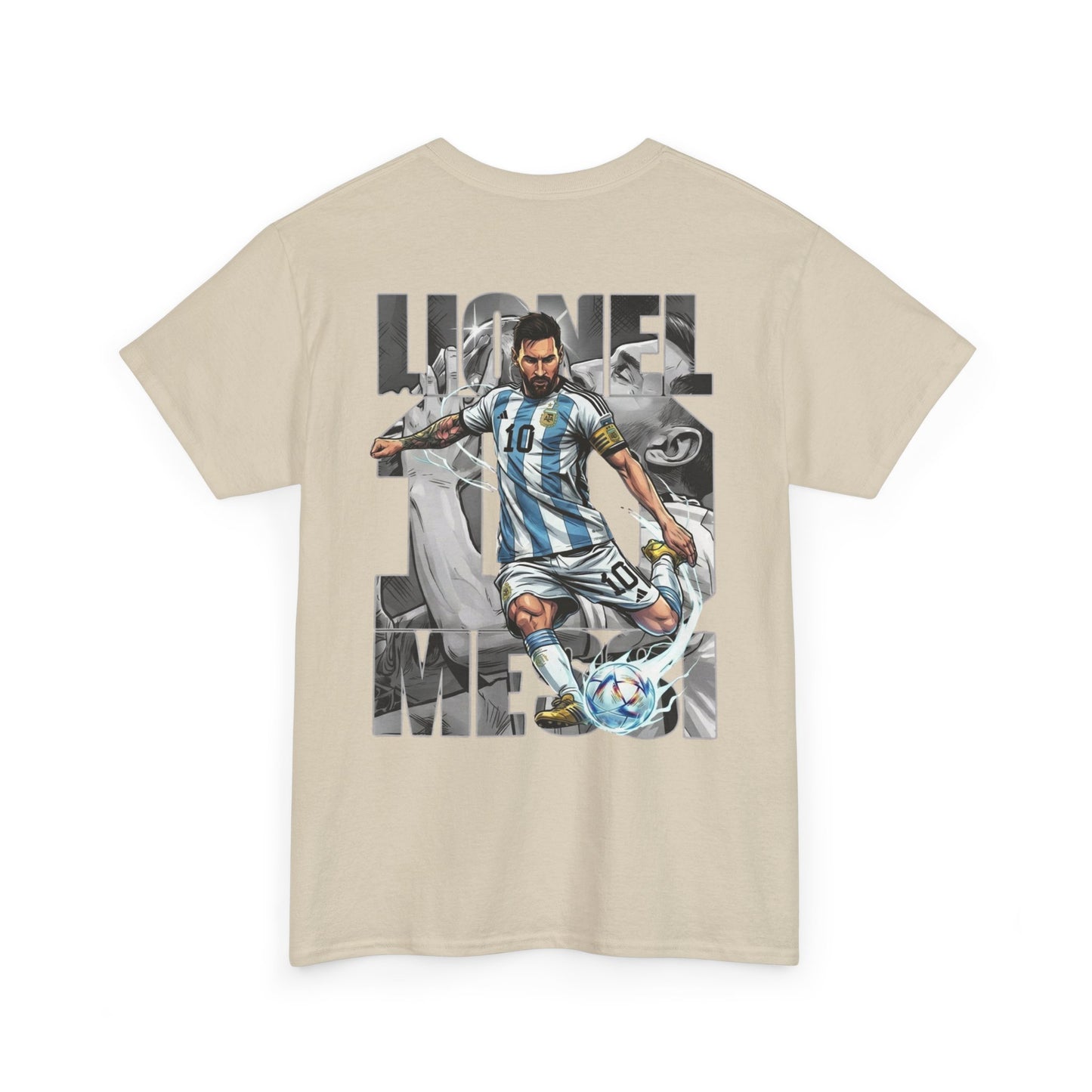Soccer Star Graphic Tee Back — Argentina Striped Jersey Player Design