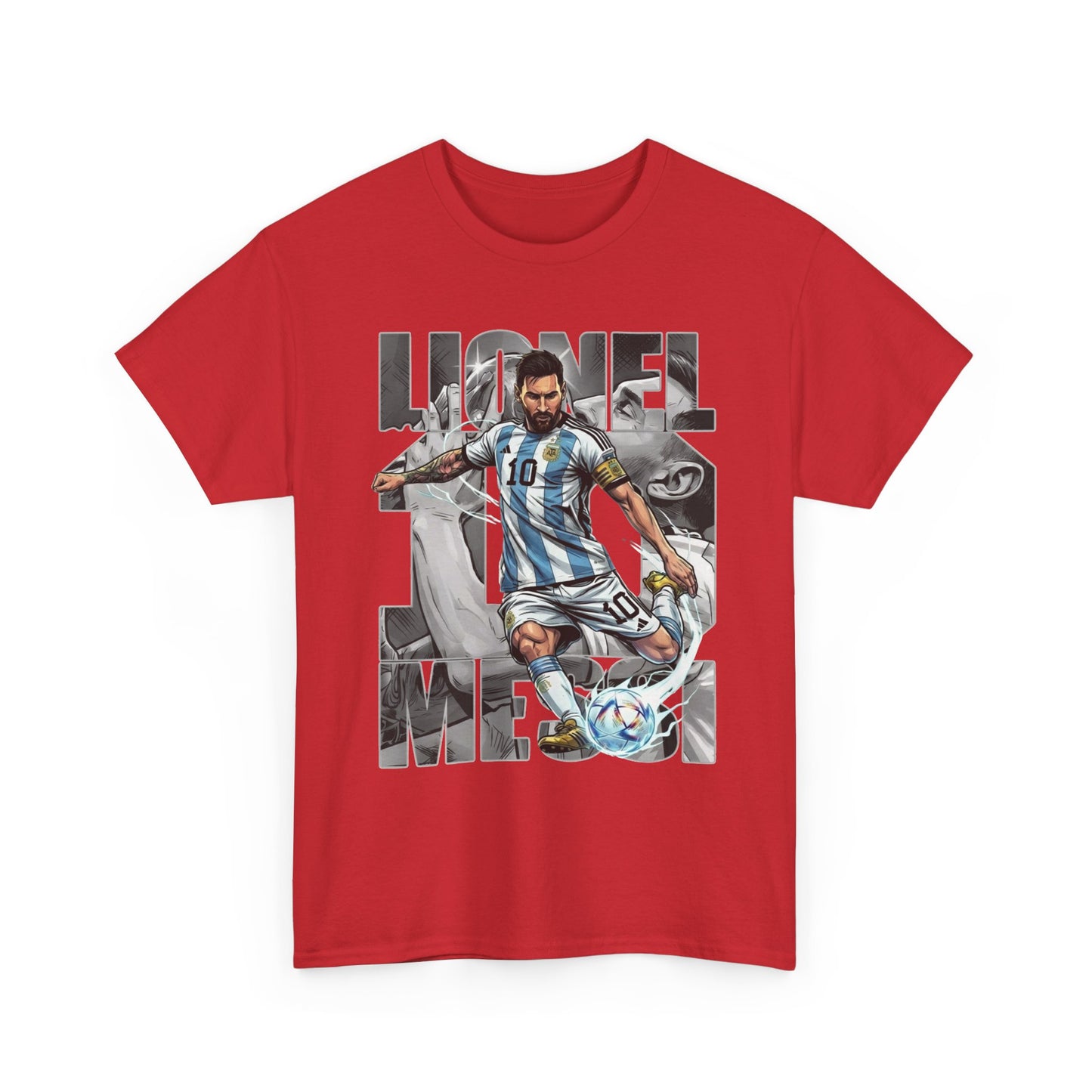 Soccer Star Graphic Tee Front — Argentina Striped Jersey Player Design