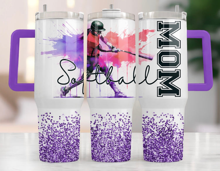 Personalized 40oz Softball MOM Tumbler – product image 1