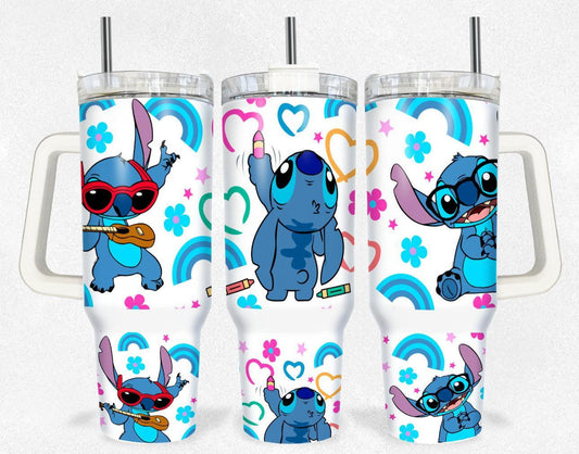 Alien 40oz Insulated Tumbler Inspired By Stitch Keeps Drinks Cold For Up To 24 Hours - KW CUSTOM CREATIONS