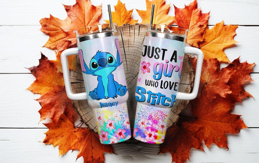 Alien 40oz Tumbler With Stitch Motif Alien Inspired Design For Stitch Fans And Space Theme Enthusiasts - KW CUSTOM CREATIONS
