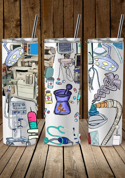 Anesthesia Tech Tumbler - 20oz Straw Lid Design for Anesthesiology Hydration - KW CUSTOM CREATIONS