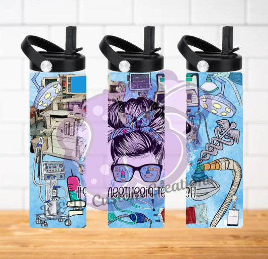 Anesthesia Tech 20oz Tumbler Hydration On The Go With Straw Lid Spill Free Design - KW CUSTOM CREATIONS