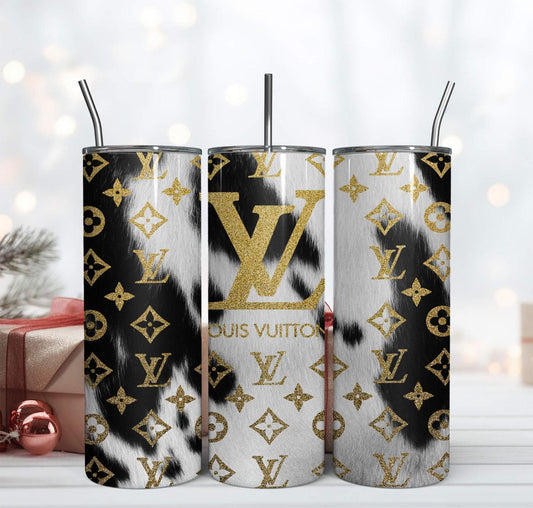 Black and white LV 20oz Tumbler - K&W CUSTOM CREATIONS