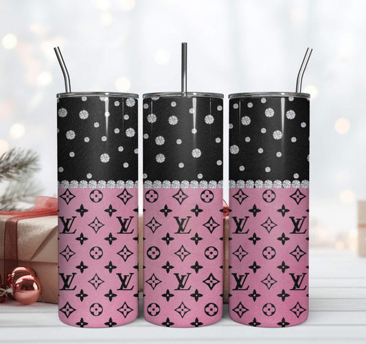 Black & Pink LV 20oz Tumbler - K&W CUSTOM CREATIONS