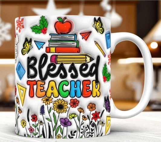 Blessed Teacher Mug 11oz Ceramic Gift for Educators Appreciation Durable High Quality Everyday Use - KW CUSTOM CREATIONS