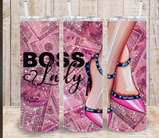 Boss Lady 20oz Insulated Stainless Steel Tumbler Travel Mug Keeps Drinks Hot Or Cold On The Go - KW CUSTOM CREATIONS