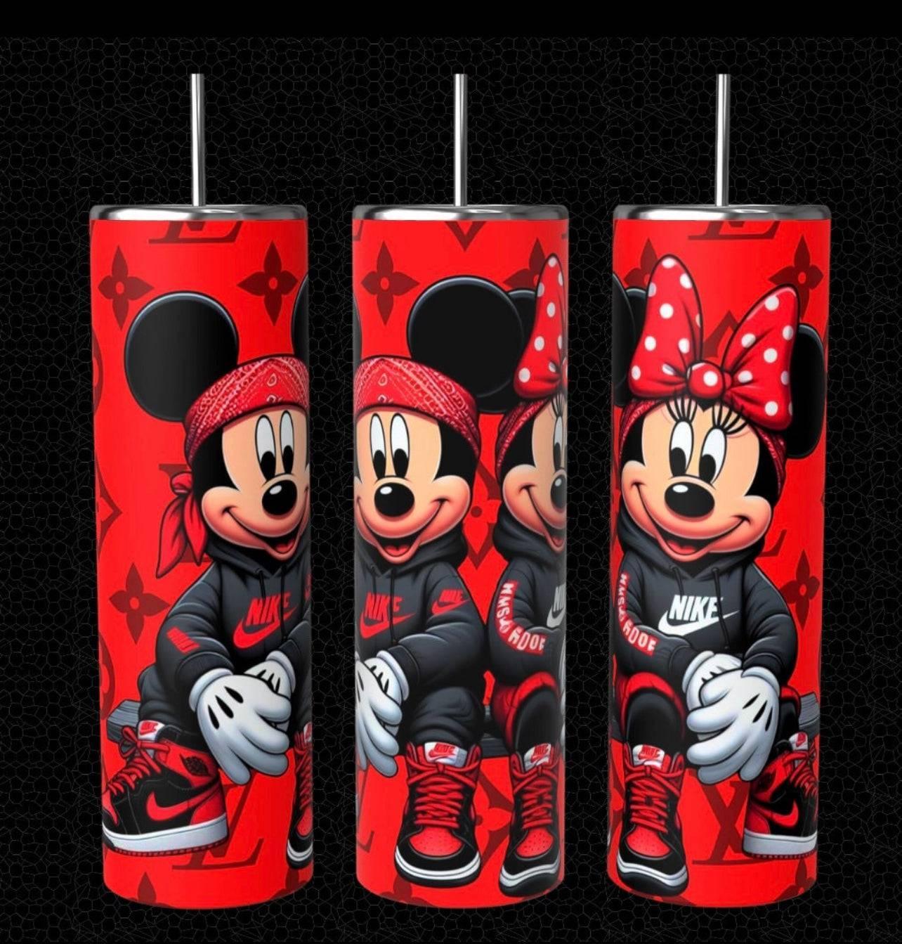 Boujee Mickey And Minnie Mouse 20oz Tumbler Red Disney Drinkware Insulated Stainless Steel - KW CUSTOM CREATIONS