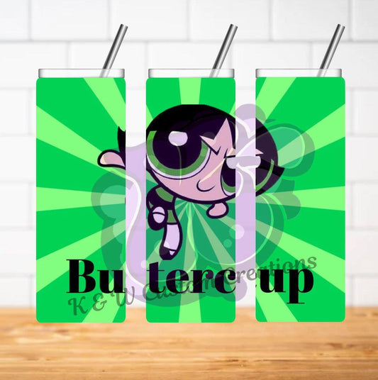 Buttercup 20oz Tumbler For Powerpuff Girls Fans Double Wall Vacuum Insulated Keeps Drinks Cold And Hot All Day - KW CUSTOM CREATIONS