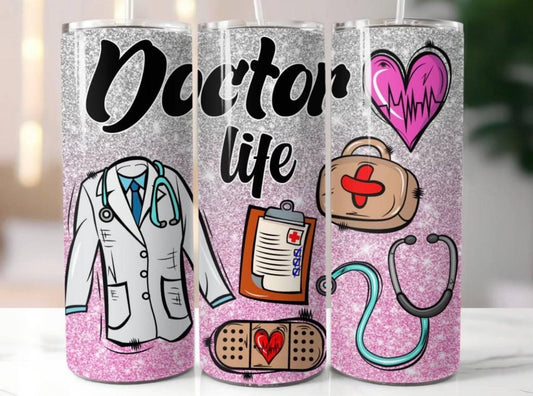 Doctor Life 20 Ounce Insulated Stainless Steel Tumbler For Hot And Cold Drinks Durable Travel Cup - KW CUSTOM CREATIONS