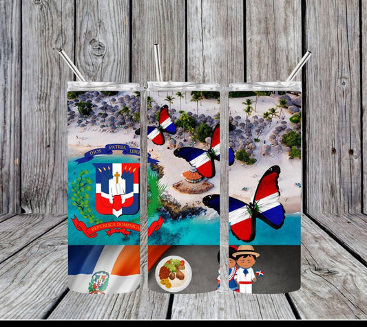 Dominican Republic 20oz Tumbler Keeps Drinks Hot Or Cold Premium Insulated Travel Mug Honoring Heritage - KW CUSTOM CREATIONS
