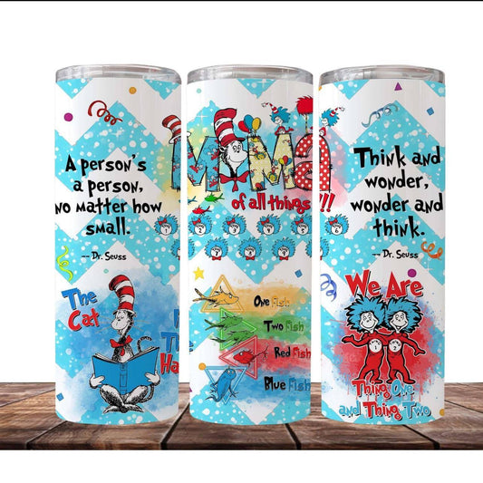 Dr Seuss 20oz Tumbler With Whimsical Illustrations Keeps Drinks Hot Or Cold And Supports The Author's Legacy - KW CUSTOM CREATIONS