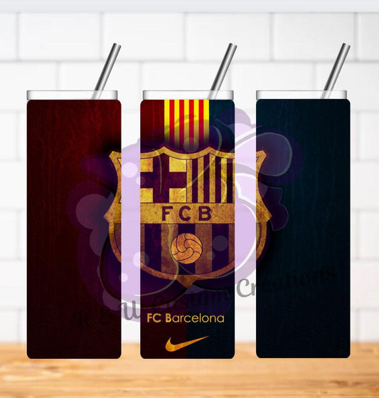 FC Barcelona 20oz Tumbler Insulated Stainless Steel Drinkware For Soccer Fans Keeps Drinks Hot Or Cold - KW CUSTOM CREATIONS