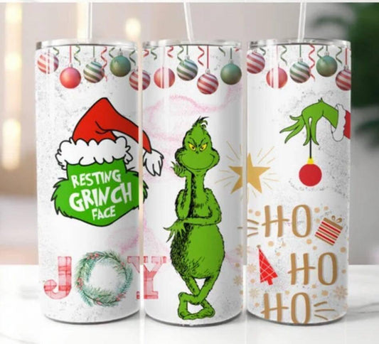 Ho Ho Ho (resting grinch face)-20oz Tumbler - K&W CUSTOM CREATIONS