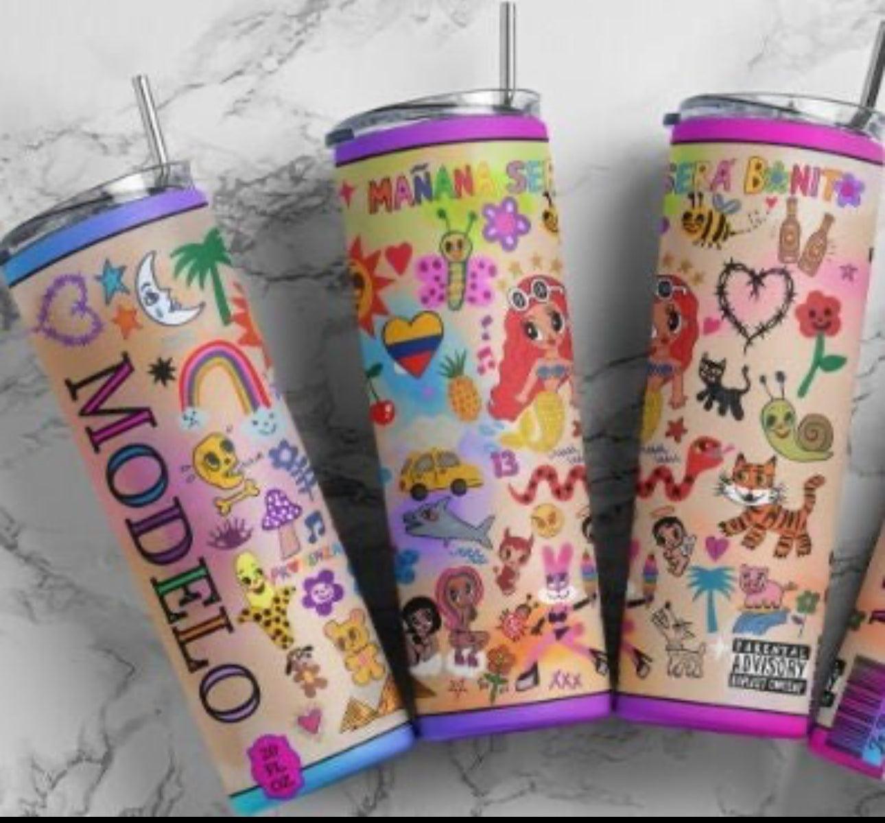 Karol G Mañana Será Bonito 20oz Tumbler Stainless Steel Splash Proof Travel Mug Premium - KW CUSTOM CREATIONS