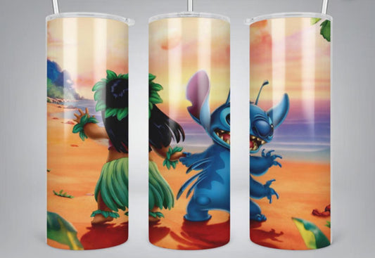 Lilo And Alien 20oz Tumbler Disney Themed Drinkware Keeps Drinks Cold On The Go For Fans - KW CUSTOM CREATIONS