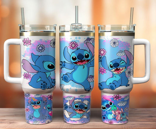 Lilo and Stitch Alien 40oz Tumbler Large Capacity Hydration Cup for Adventure Lovers - KW CUSTOM CREATIONS