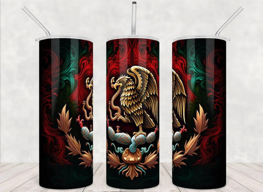 Mexico Flag 20oz Insulated Tumbler Travel Mug Keeps Hot And Cold Drinks Stylish Durable Everyday Use - KW CUSTOM CREATIONS