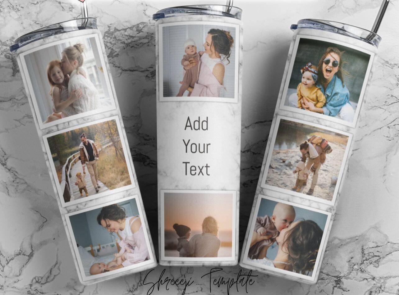 Personalized 8 Photo 20oz Tumbler Customizable With Your Favorite Pictures For Hydration On The Go - KW CUSTOM CREATIONS