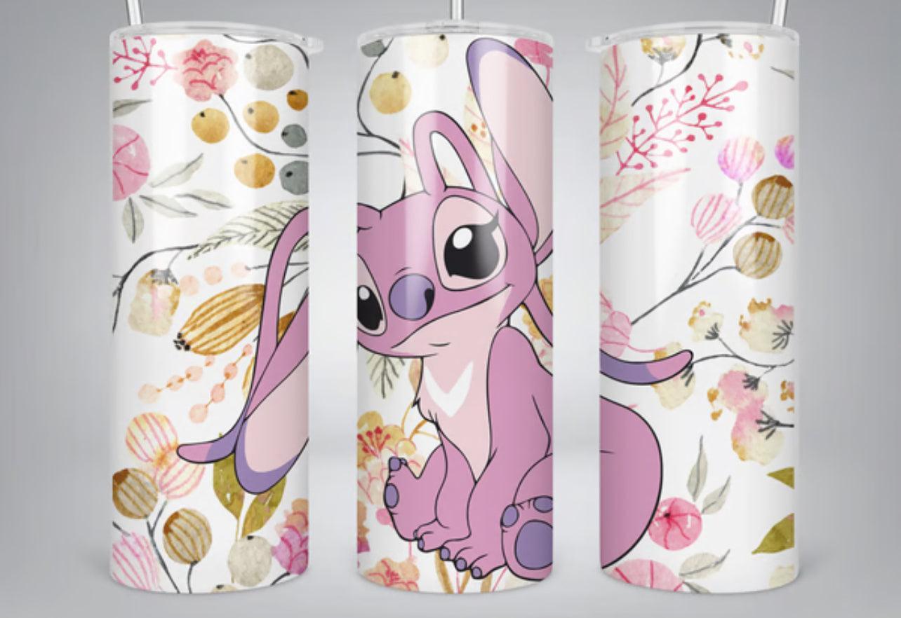 Pink Alien 20oz Insulated Tumbler With Stitch Angel Design Keeps Beverages At The Ideal Temperature On The Go - KW CUSTOM CREATIONS