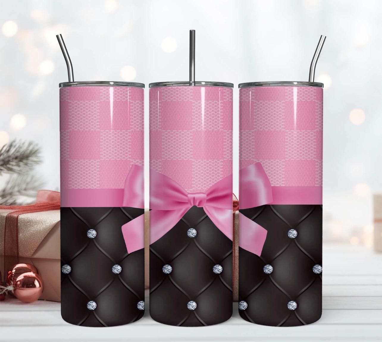 Pink & Black with Ribbon Sublimation Print - K&W CUSTOM CREATIONS