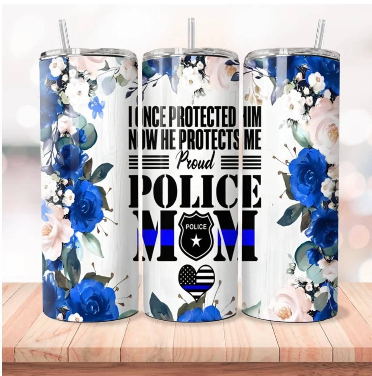 Police Mom - 20oz Tumbler - K&W CUSTOM CREATIONS