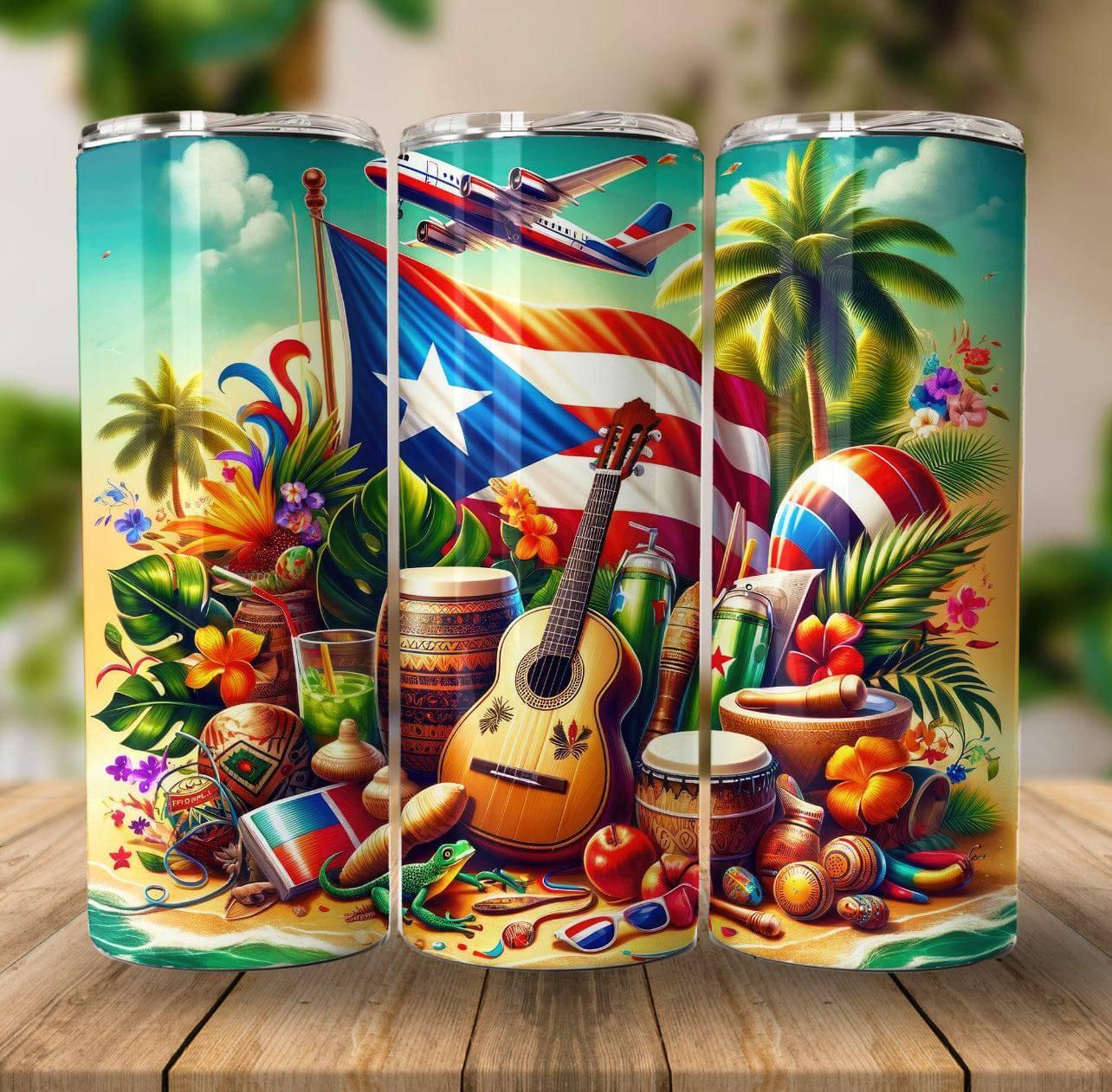 Puerto Rico 20oz Insulated Tumbler Keeps Drinks Hot Or Cold Durable Stainless Steel - KW CUSTOM CREATIONS