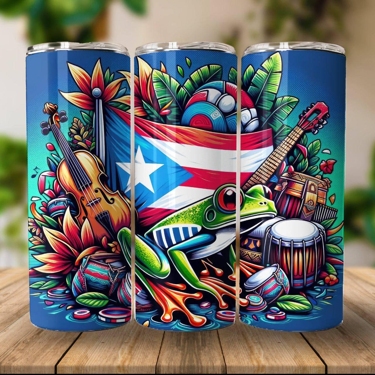 Puerto Rico 20oz Tumbler Insulated Stainless Steel Travel Mug Keeps Drinks Hot Or Cold - KW CUSTOM CREATIONS