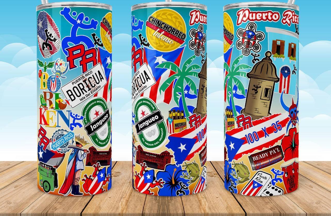 Puerto Rico 20oz Tumbler Keeps Drinks Hot or Cold with Durable Stainless Steel for Indoor and Outdoor Use - KW CUSTOM CREATIONS