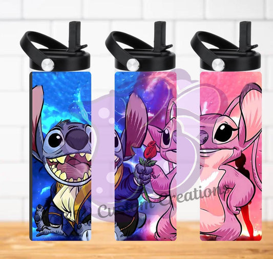 Stitch and Angel 20oz Tumbler Valentine Gift Stainless Steel Keeps Drinks Hot or Cold On the Go - KW CUSTOM CREATIONS