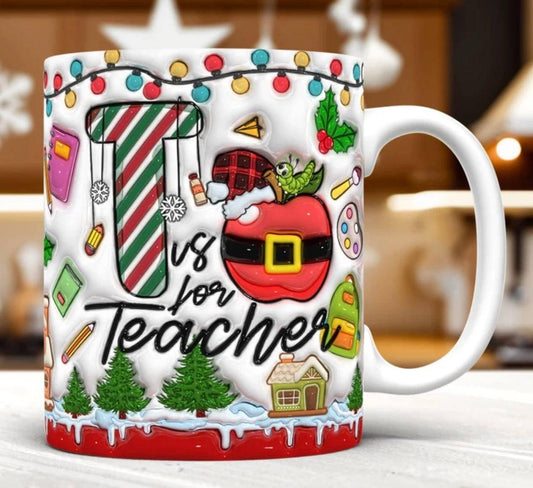 T Is For Teachers Mug 11oz Ceramic Gift For Teachers Desk Decor Appreciation Ideal School Office Gift - KW CUSTOM CREATIONS