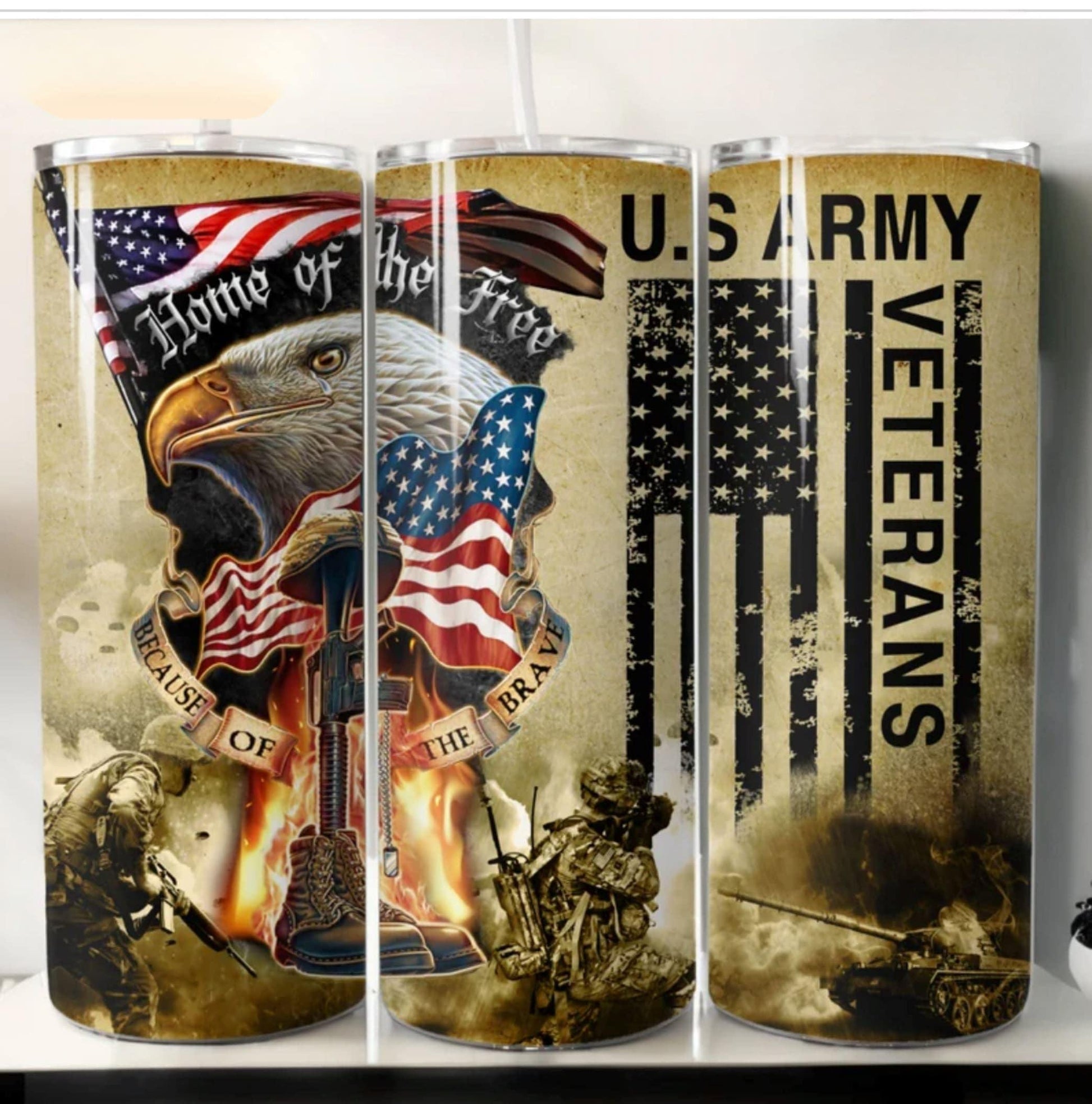 U.S. ARMY Veteran -20oz Tumbler - K&W CUSTOM CREATIONS