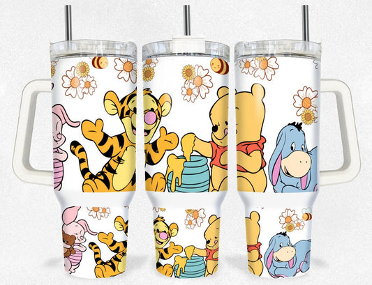 Winnie The Pooh 40oz Insulated Tumbler Water Bottle For On The Go Hydration And Outdoor Adventures - KW CUSTOM CREATIONS